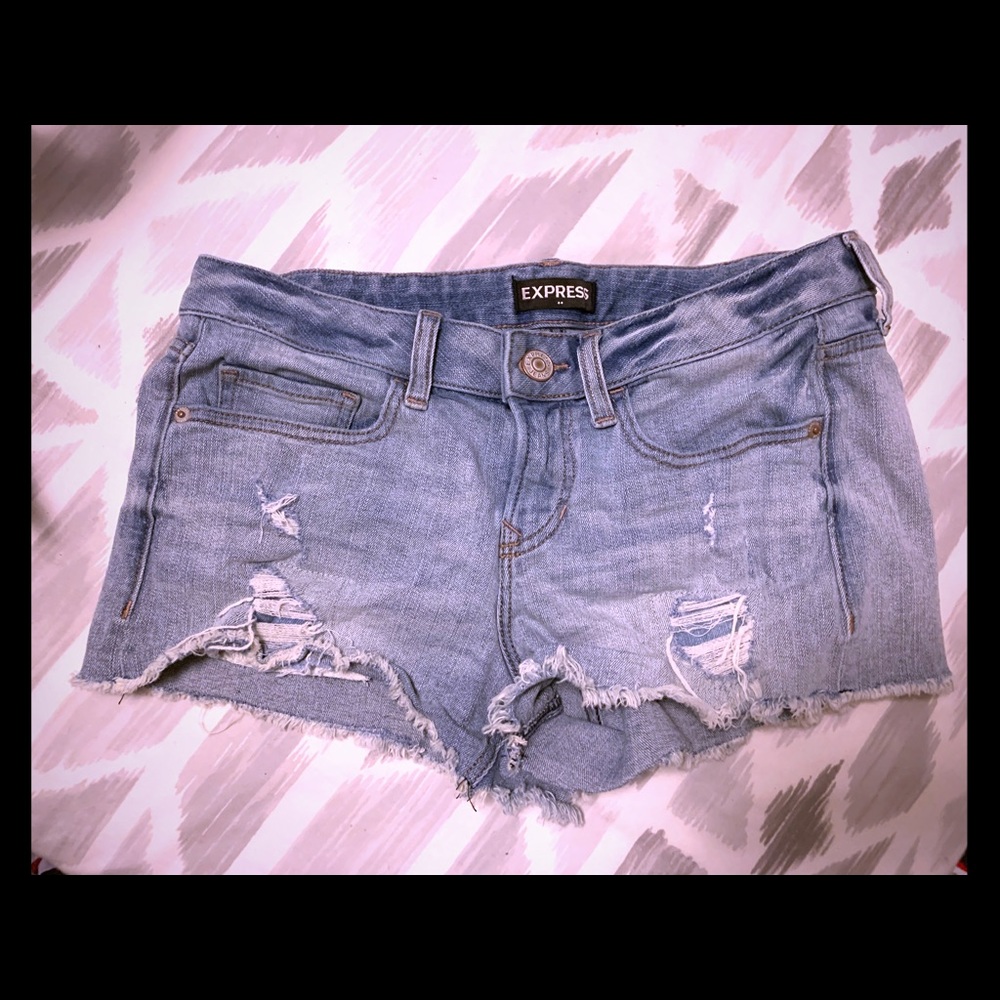Express denim shorts.
